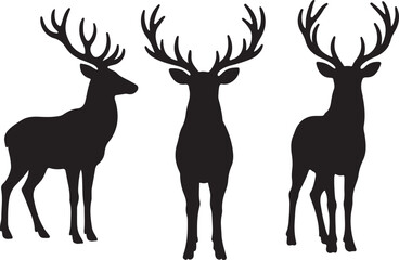 Cervus elaphus (Red Deer) Antlered Deer Silhouette for Logo, Apparel & Eco-Branding