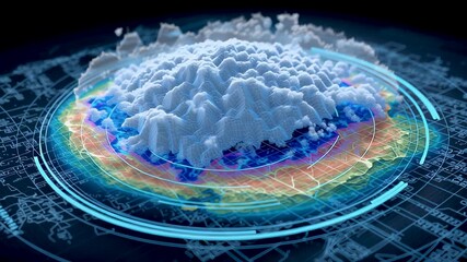 Futuristic earthquake warning system map with digital data and lines. Concept of a smart city and disaster prevention technology. - Powered by Adobe