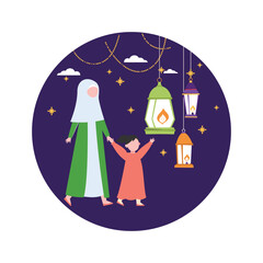 Eid Lanterns Vector Illustration Which can easily edit or modify