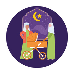 Muslim Family Vector Illustration Which can easily edit or modify