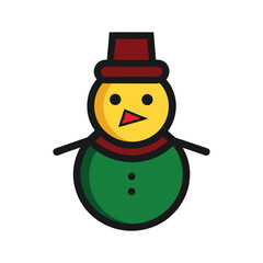 snowman with black outline on white background