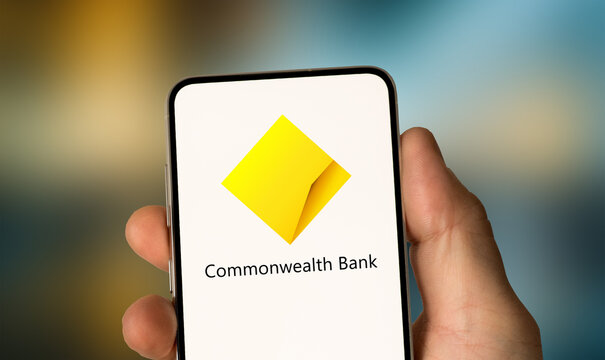 Commonwealth Bank of Australia CBA logo displayed on mobile device