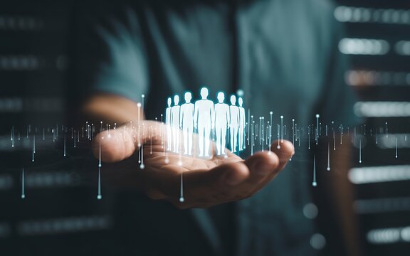 Human figures digital network technology connection