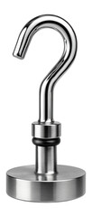 Nickel-plated rigging hook with a flat base for a laboratory equipment setup.