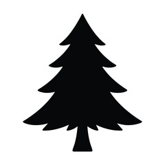 Black silhouette of a stylized Christmas tree on a cream background pine