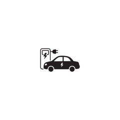 Black Electric vehicle icon. Electric car. EV charging point. Vector icon isolated on white background.