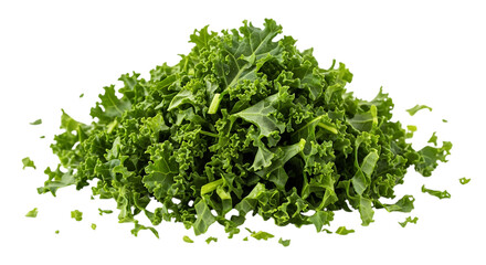 Obraz premium A fresh pile of green kale, isolated on transparent background, embodies healthy eating and organic nutrition, perfect for salads, detox diets, and vibrant culinary creations