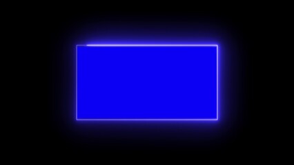 Glowing Blue Rectangle with Neon Outline on Black Background Abstract Geometric Shape