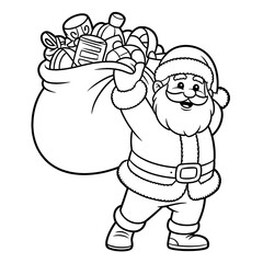 Obraz premium A Jolly Santa Claus Illustration Carrying a Large Sack Full of Gifts on His Back Ready for Christmas