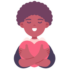 Person Hugging Heart for Self-Love Illustration