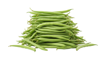 Fototapeta premium A substantial pile of green beans isolated on transparent background, showcasing their vibrant color and abundance, ideal for promoting healthy eating and fresh produce