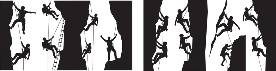 Rock climbing extreme sport silhouette vector illustration adventure climbers mountain climbers vector art