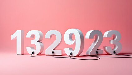 The number 132923 in white against a pink background, a modern representation