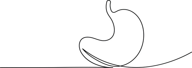 Human stomach icon continuous one line drawing for anatomy and medical design concepts