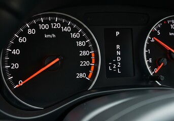 Fototapeta premium Illustration of car speedometer shows speed