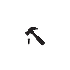 Repair icon. Hammer and nail. DIY. Vector icon isolated on white background.