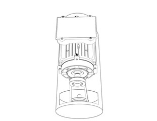 Centrifugal Spin Dryer Blueprint: Precision wireframe technical drawing of a compact mini hydro oil dryer machine. Perfect for industrial fluid separation, metal cleaning, and efficient component