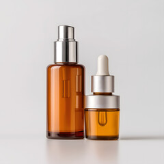 Naklejka premium A set of skincare product bottles, a moisturizer and a serum