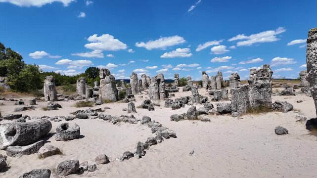 Summer view of rock formation Pobiti Kamani (Upright Stones), Varna region, Bulgaria