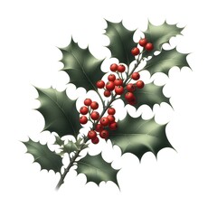 Holsy Christmas twwig isolated on white backgorund 