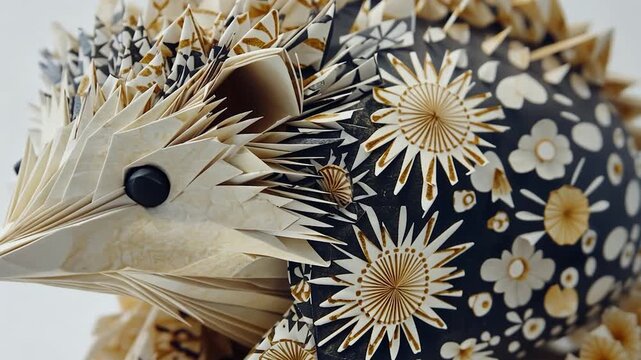 Paper hedgehog sculpture