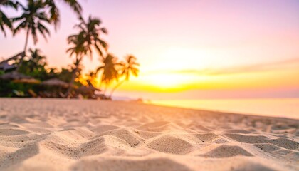 Golden Sunset on a Tropical Beach, Close-up of Soft Sand