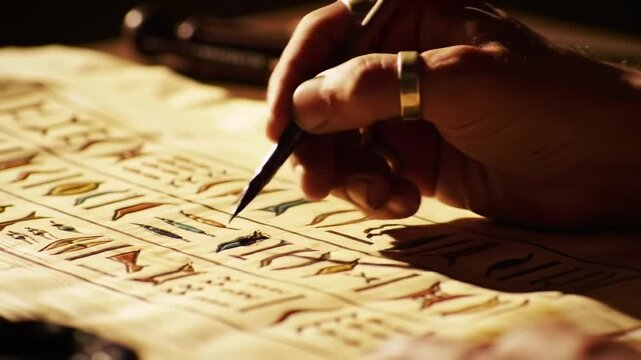 Hand writing on ancient papyrus