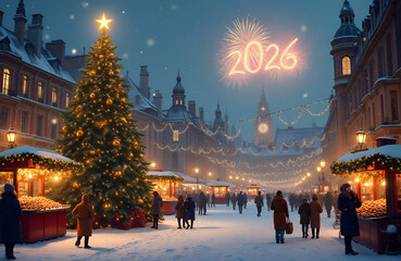 Obraz premium christmas tree in the city