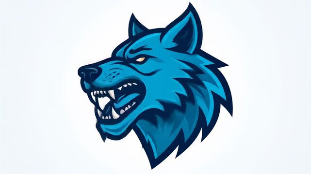 Aggressive blue wolf head graphic
