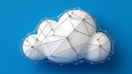 Geometric cloud network structure on a blue background for modern technology