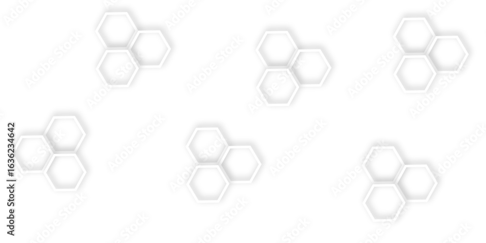 Aufkleber futuristic 3d white light out line hexagon geometric structure featuring abstract polygonal honeycom