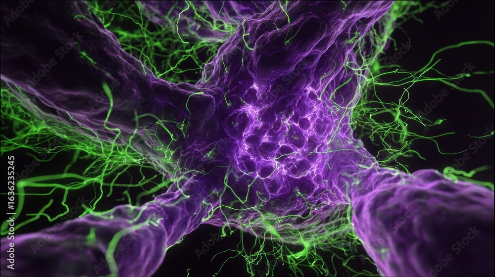 Aufkleber dynamic visualization of an overactive bladder showing neon electrical impulses firing irregularly f