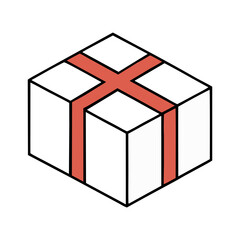 Box with red bow vector illustration on white background