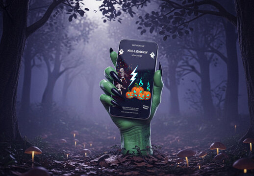 Halloween Themed Mobile Phone Mockup