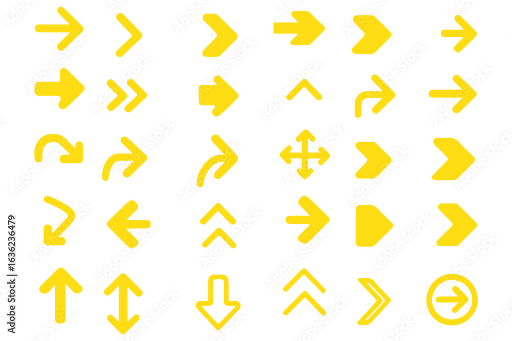 Aufkleber black arrows flat icons. set for web design. direction pointers vector icons. big collection. vector