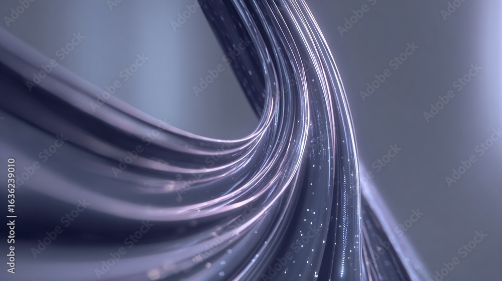 Aufkleber curved flow of metallic ribbons with subtle luminosity in a minimal soft-toned abstract setting