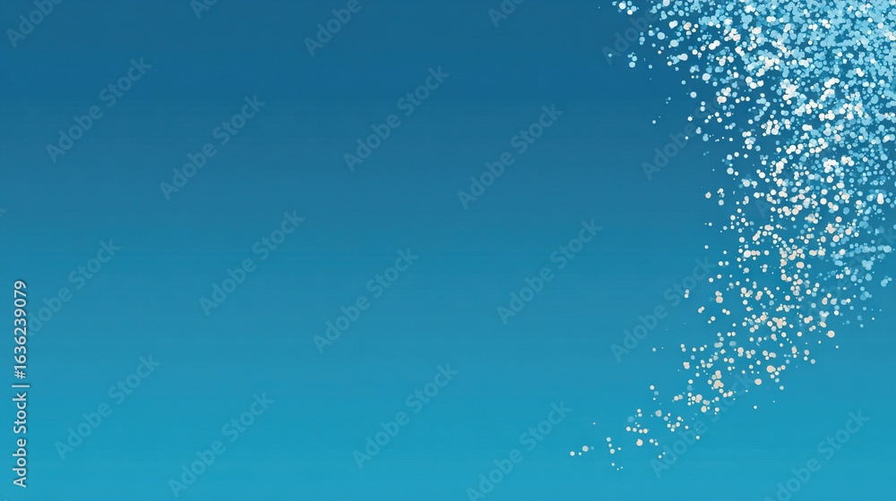 Poster scattered petal drift on gradient blue canvas – minimalist composition with elegant visual balance