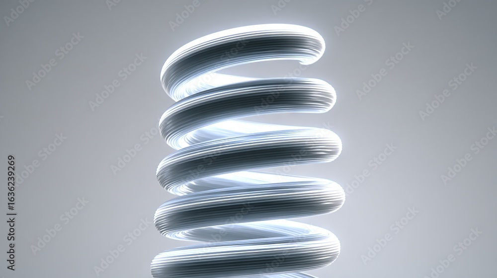 Aufkleber futuristic glossy white coil structure on gradient background – abstract 3d form representing tensio