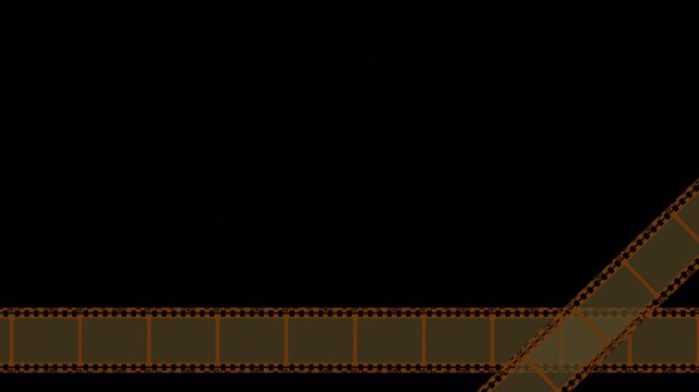 Looping filmstrip animation moving across the screen. Two versions: green background and alpha channel. Perfect for interview captions or film-themed titles.