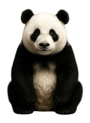 Fototapeta premium Giant panda with characteristic black and white fur pattern sitting upright