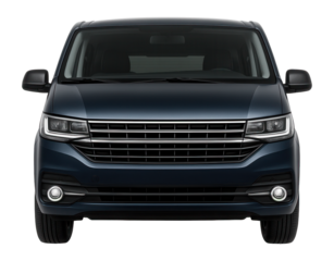 Short-wheelbase minivan with large front grille and fog lamps