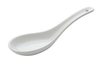 Isolated White Ceramic Chinese Soup Spoon