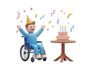Isolated Person Celebrating a Birthday in Wheelchair