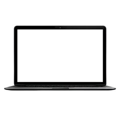 A gray laptop computer with a blank white screen