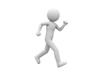 Isolated Running Stick Figure in Motion, Fitness Exercise