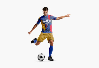 Men's full Soccer Uniform Kit in Action Mockup