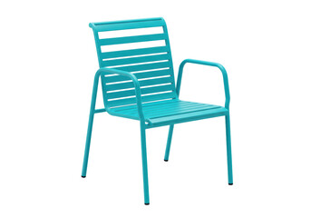 Isolated Turquoise Metal Outdoor Armchair
