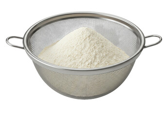 Isolated Stainless Steel Sieve with Flour