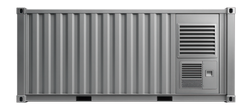 Refrigerated shipping container with corrugated metal walls and cooling vents
