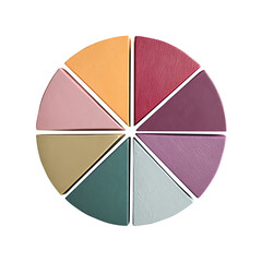 Obraz premium Business pie chart flat lay, professional clean lighting, isolated, on white background, no noise